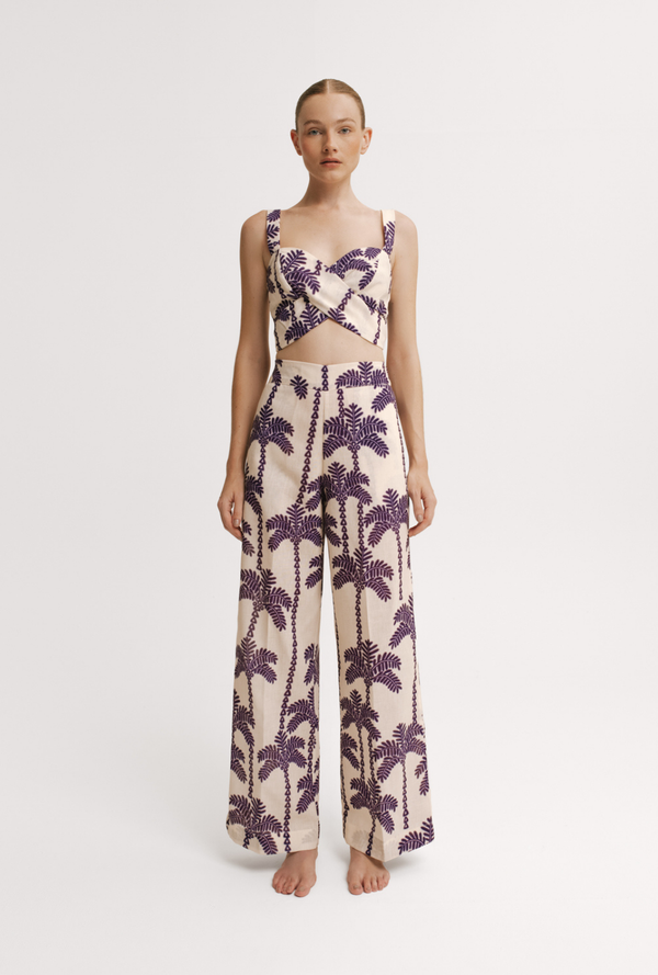 Crop Top Mujer Geena & Pantalón Mujer Odette Malva